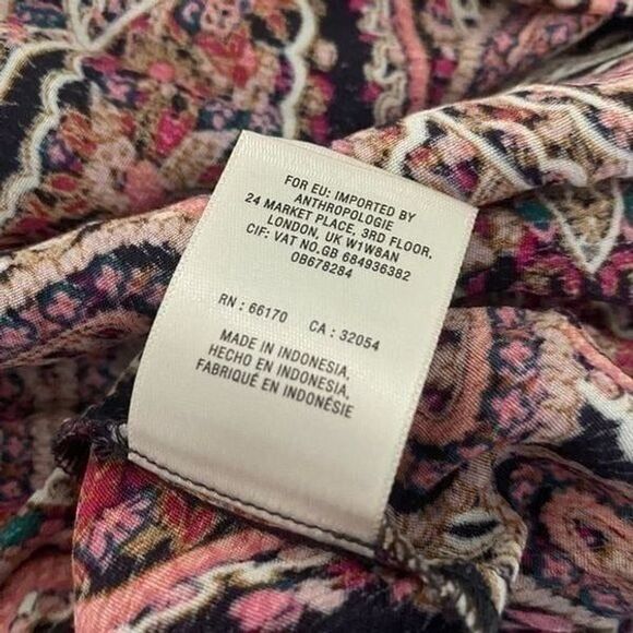 NWT Anthropologie Maeve Large Dress Boho Smocked Leopard Paisley Peasant - Picture 11 of 11